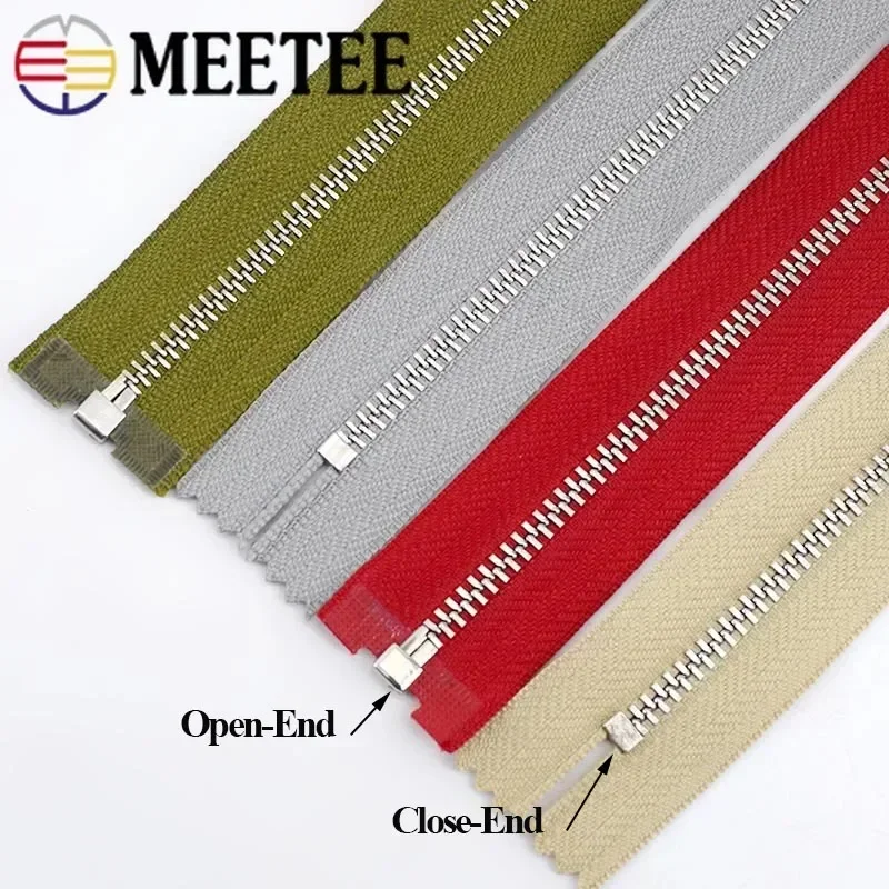 2/5pcs Meetee 3#Metal Zipper Close/Open End Gold Teeth Zip Closure Decor Zippers for Bag Jeans DIY Pants Placket Sewing Material