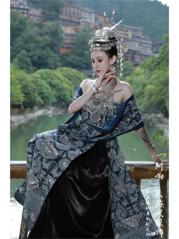 

Новый этнический костюм, женское длинное платье без бретелек «батик», комплект для путешествий, фотографии и портретной одежды