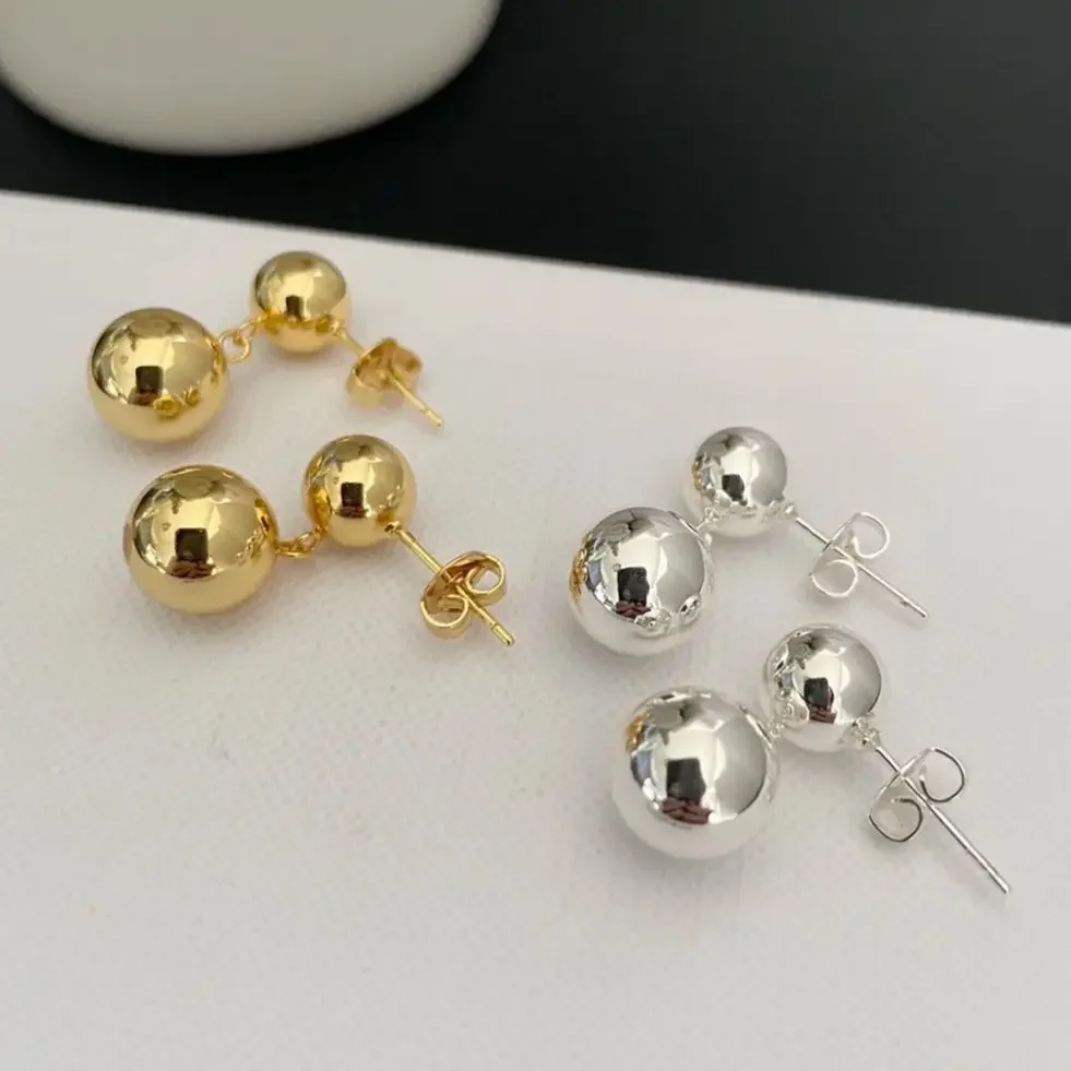 

Earrings Light Luxury Personality Retro Double Ball Stud Earrings Piercing Aretes De Mujer Pendientes Brincos Boucles D’Oreille