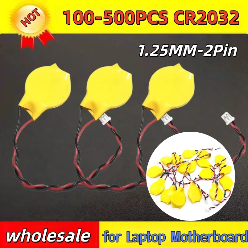 Pre-soldered CR2032 Lithium Battery 1.25mm 2Pin Wire Connector, CMOS RTC Backup Battery for Desktop PC Laptop Motherboard