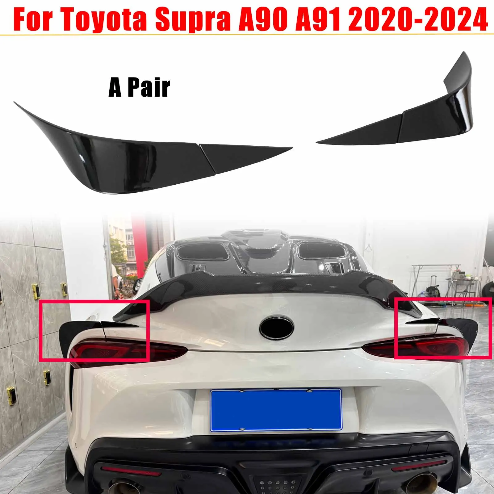 

For Toyota Supra A90 A91 2020-2024 Ducktail Rear Spoiler Ducktail Rear Spoiler Carbon Fiber Print ABS Plastic Car Accessories