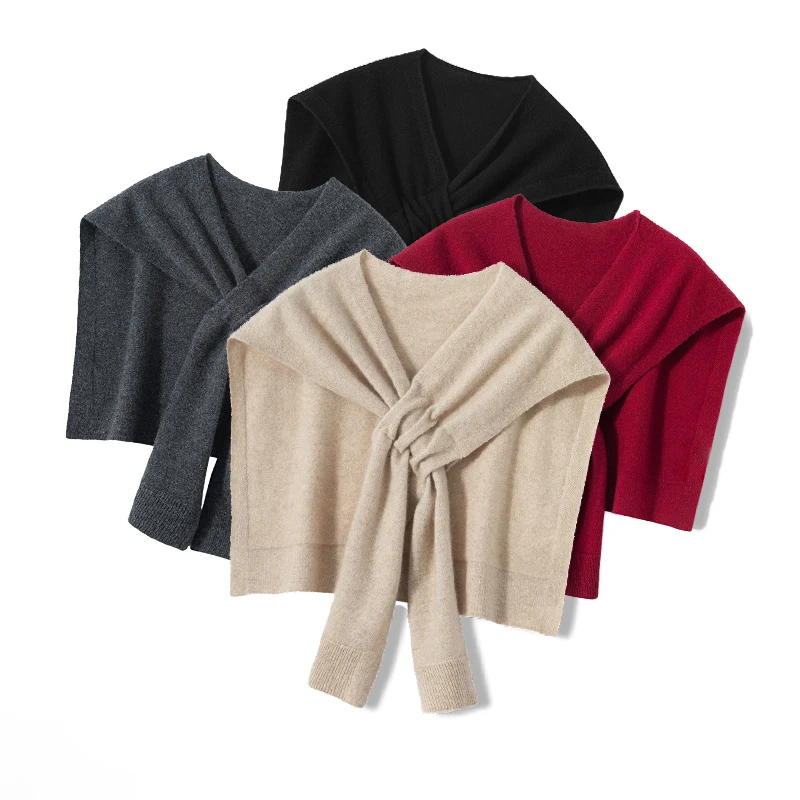 

100% Cashmere Shawls Spring Autumn Winter Simple Casual Style Wraps Soft Comfy Women Cashmere Knitwear Cape Luxury Crossed shawl