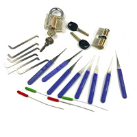 4 in 1 Lockpick Practice Set for Beginner,Locksmith Training Kit with Transparent Lock,Tension Push Rod,Extractor Tools