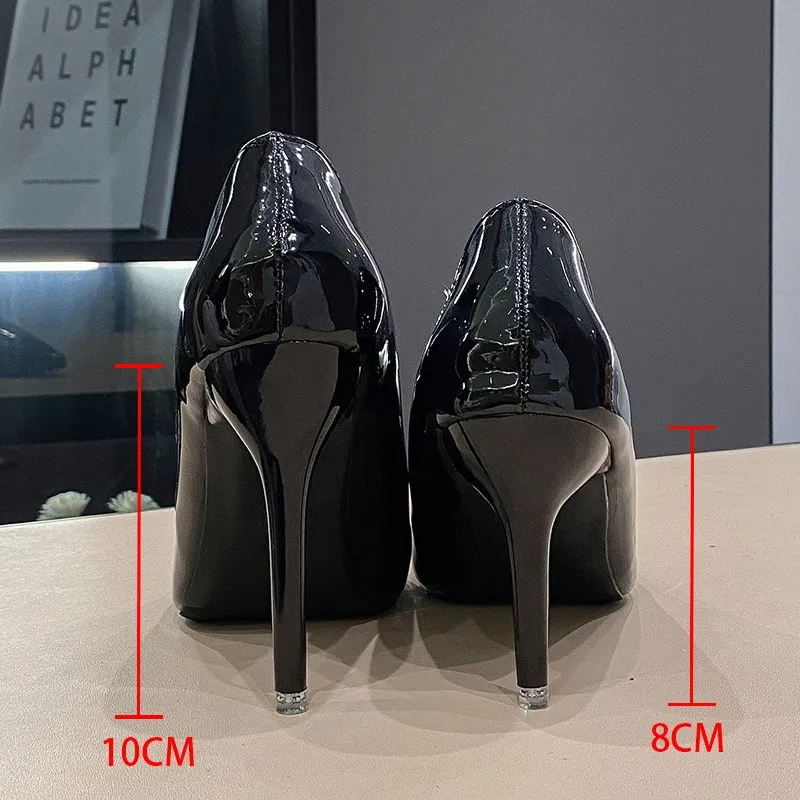 Ladies High Heels Shoes Sexy Pointed End Black Fashion Women\'s Pumps Thin Heel Wedding Party 8cm 10cm Wedding Shoes for Women