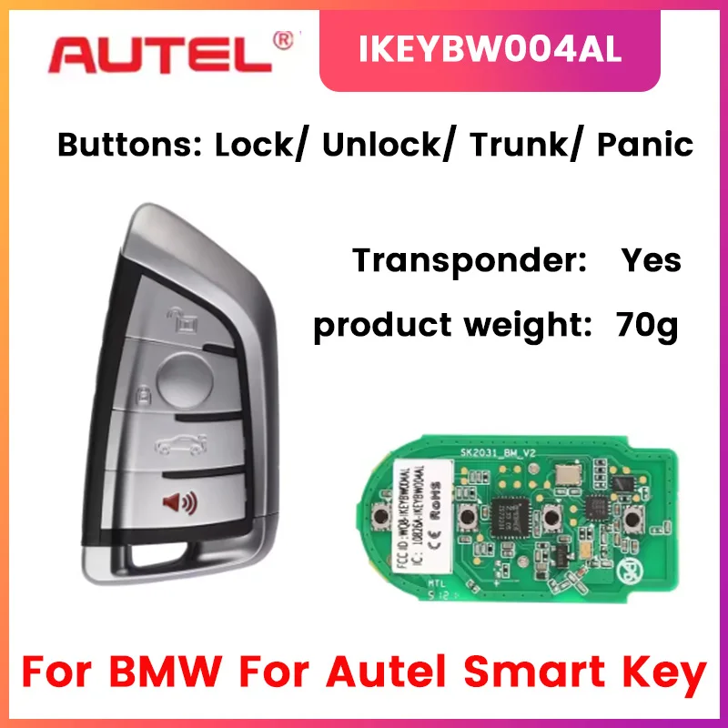 

MAGICKEY Autel BW004AL Universal Smart Key 4 Buttons Car Key for BMW Ikeybw004al Program with Maxiim Km100 E Key