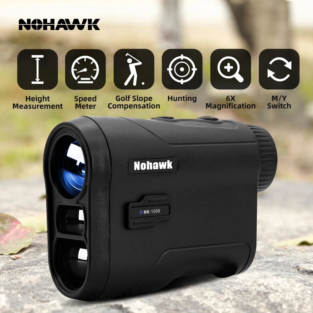 Nohawk Mini Size Laser Golf Rangefinder With Distance/Angle/Speed/Scan Multi Functional 6X Magnification Monocular for Golfing