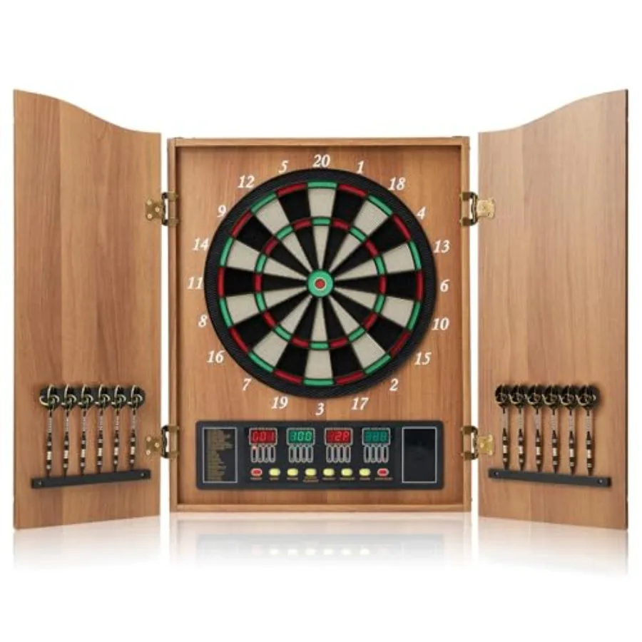 

Electronic Dart Board Cabinet Set, 12 Soft Tip Darts, Electric Dart Boards for Adults, Digital Dart Board with Integrated Score