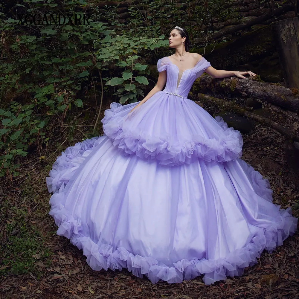 

Лавандовое сиреневое платье Quinceanera по индивидуальному заказу, бальное платье со складками, расшитое бисером и кристаллами, корсет Sweet 16, Vestido De 15 Anos, гала на день рождения