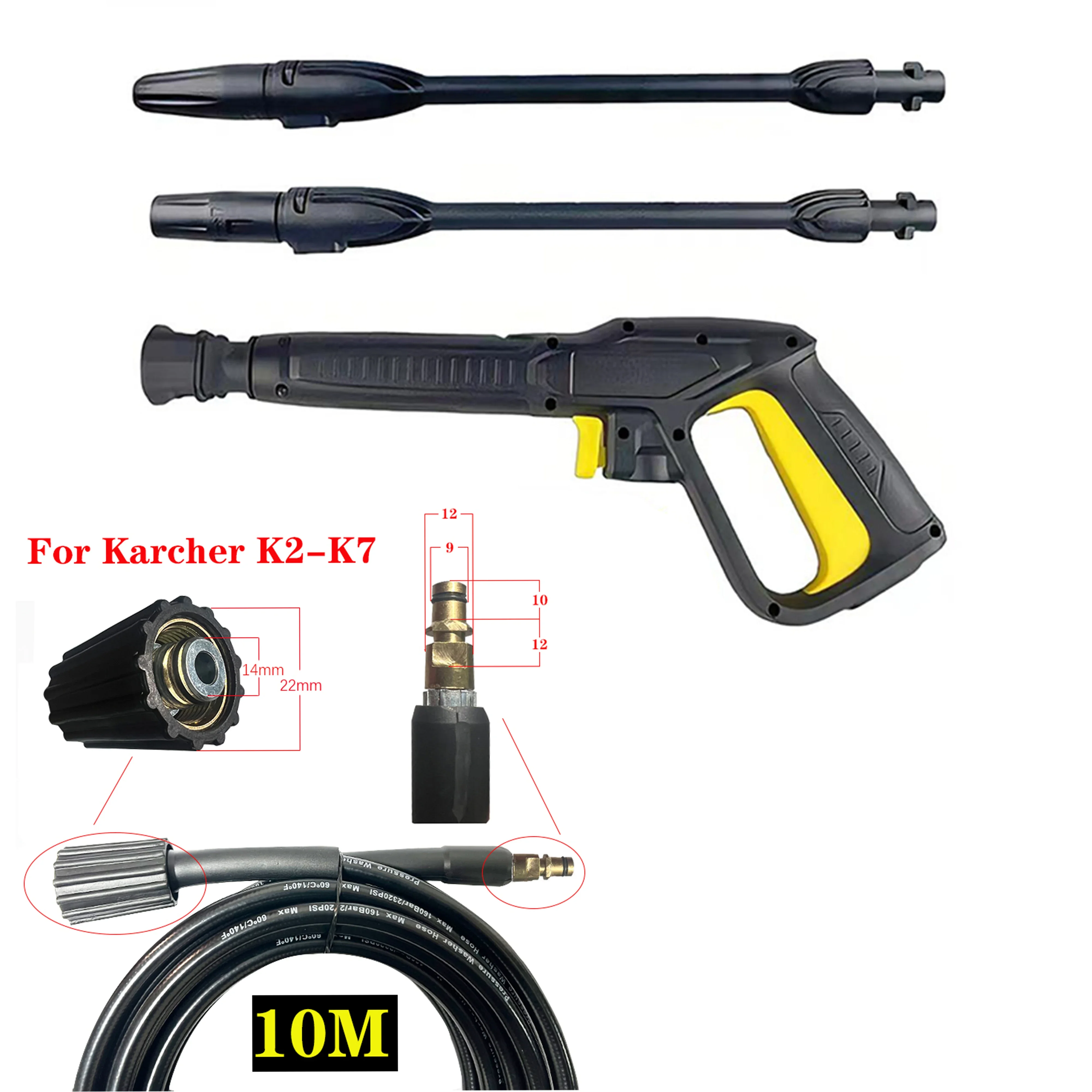 

High Pressure Washer Gun Spray Gun with Jet Lance Turbo Lance Pistol for Karcher K-series Pressure Washer