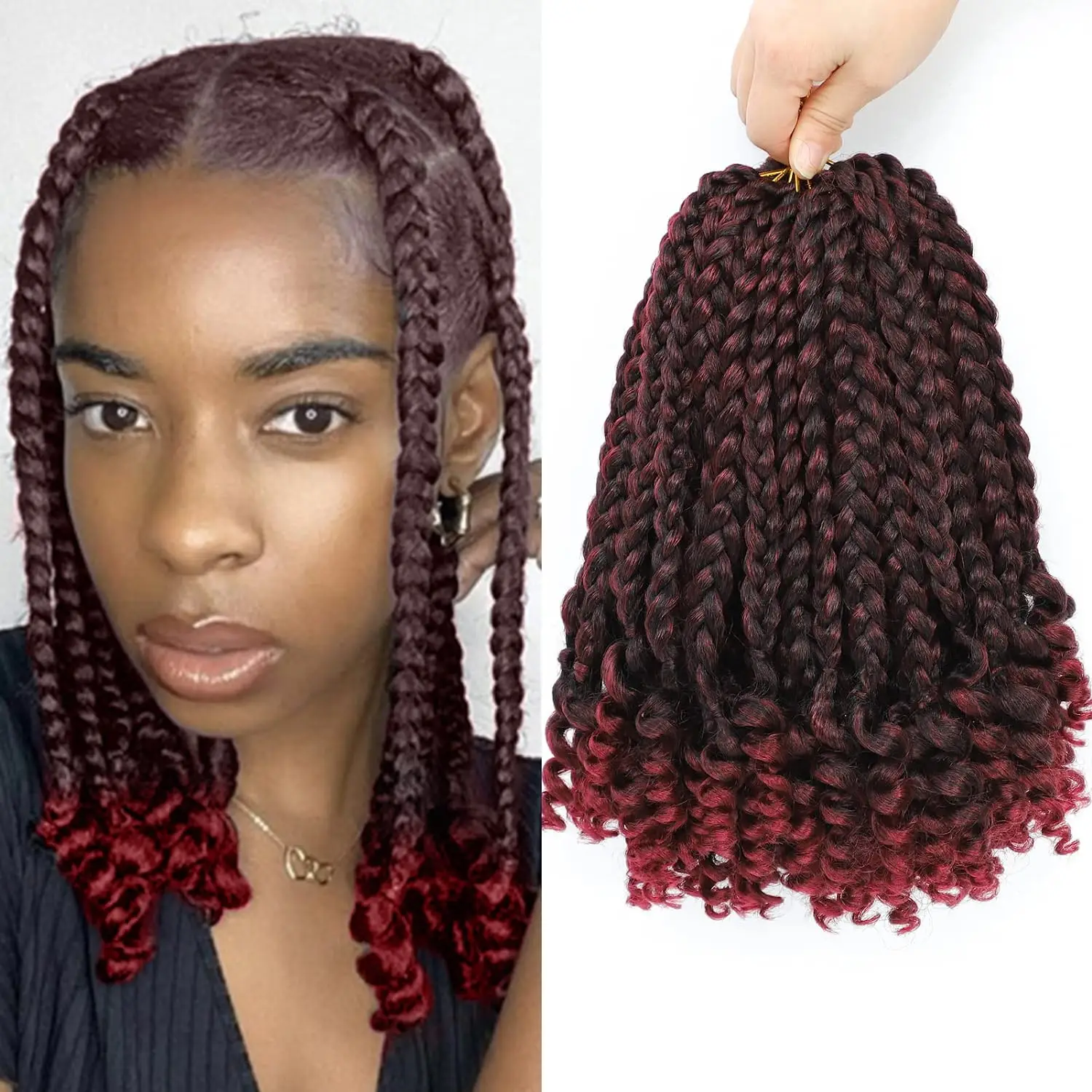 

Crochet Box Braids Curly Ends Hair Extensions 10 Inch Goddess Box Braid With Curly Ends Synthetic Hair Crochet Braid Hair