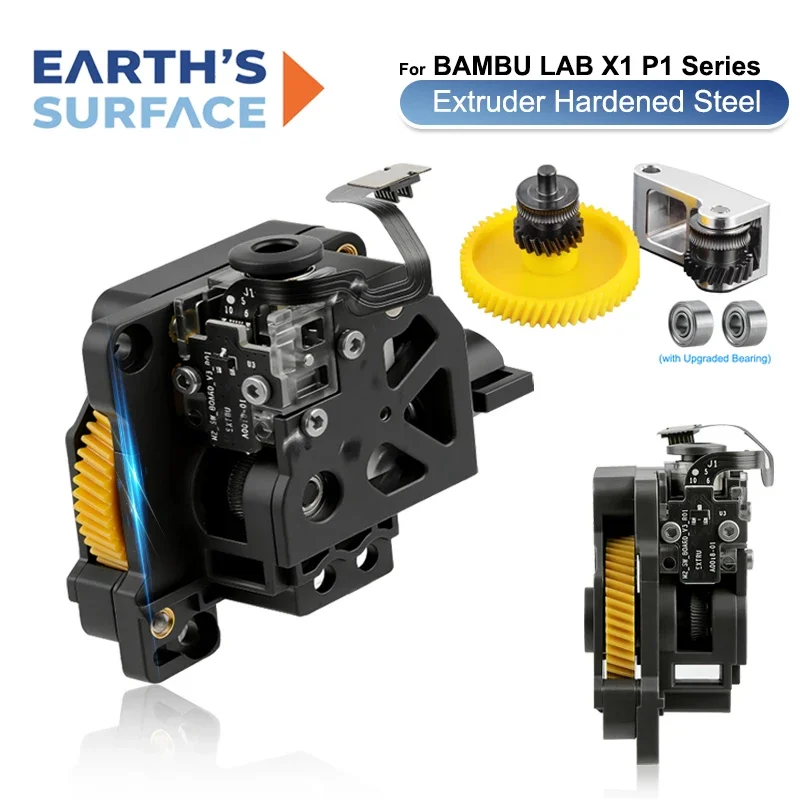 3D Printer X1 P1 Extruder Hardened Steel Gear Unit For Bambu Lab P1P P1S X1C X1 Series High Strength Hotend Extruder Replacement