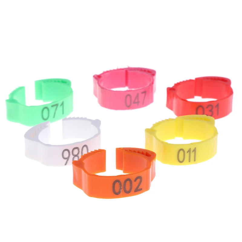 100PCS Chicken Foot Ring Adjustable Size Poultry Leg Digital Label Buckle Ring
