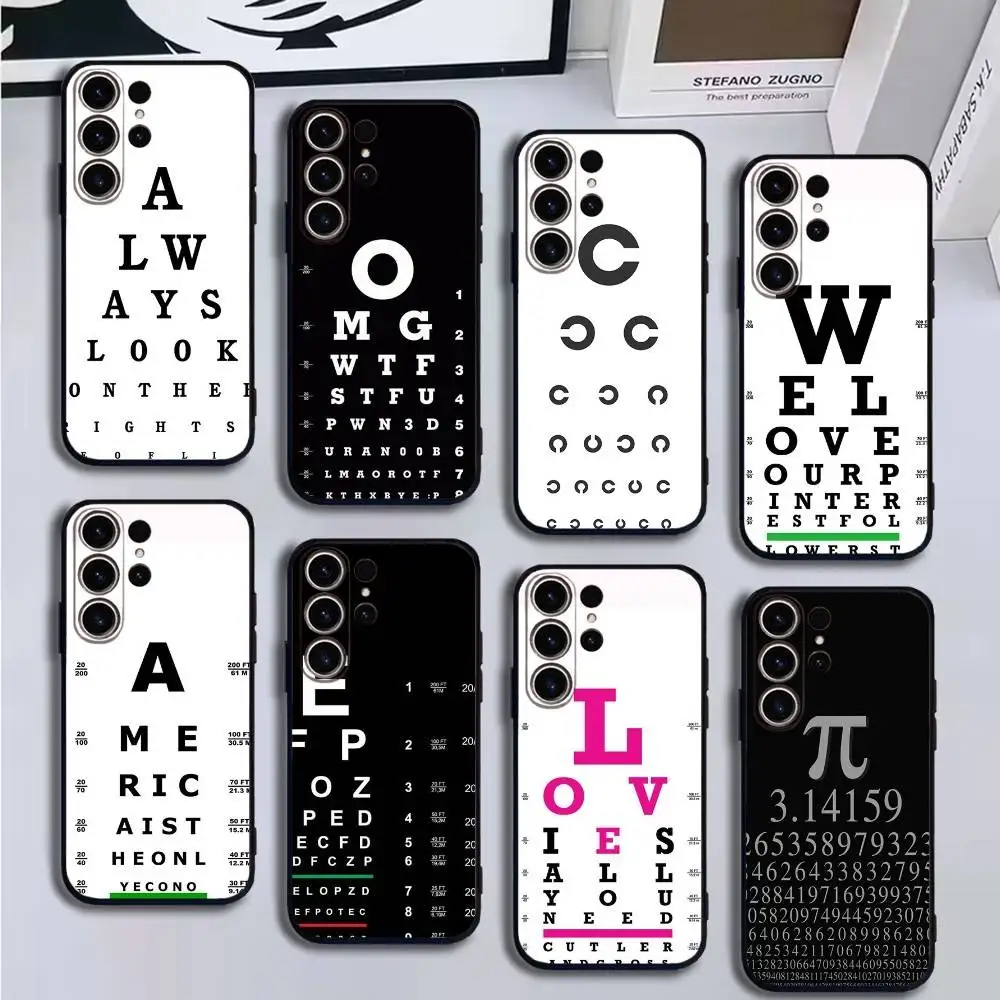 

Medical Eye Vision Chart Phone Case For SamsungS25,24,21,22,23,30,Ultra,20,Plus,Fe,Lite,Note,10,9,Soft Black Cover