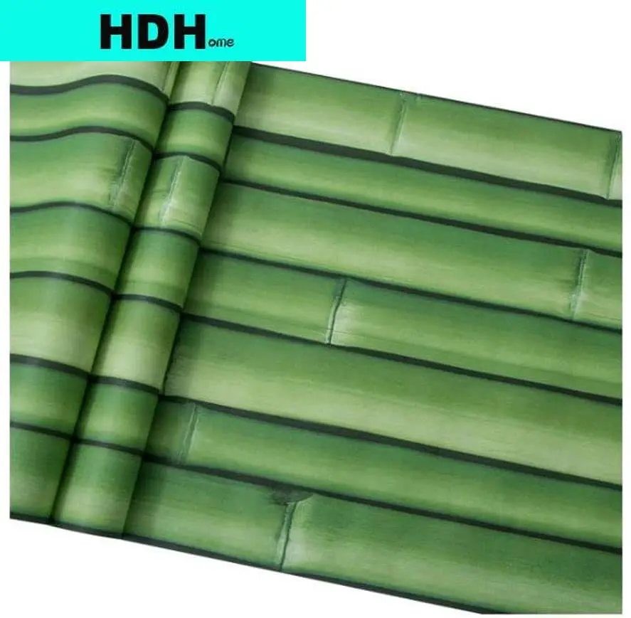 3D Bamboo Self Adhesive Wallpaper Vinyl Green Solid Color Peel and Stick Wall Paper Roll for Wall Kitchen Bathroom Shelves Decor