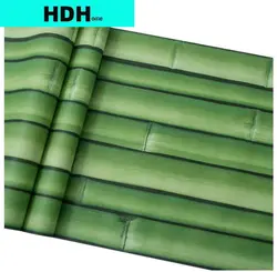 3D Bamboo Self Adhesive Wallpaper Vinyl Green Solid Color Peel and Stick Wall Paper Roll for Wall Kitchen Bathroom Shelves Decor