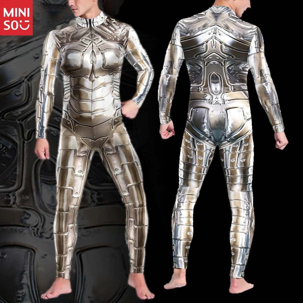 

Miniso Men's Tights Onesie 2025 Autumn Performance Clothes Cos Nail Digital Printing Performance Clothes