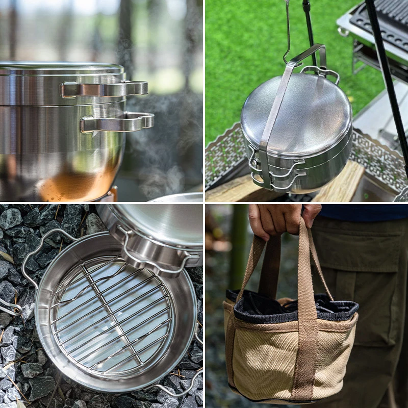 Thickened stainless steel outd - Camping Hanging Cooking Pot recension och pris