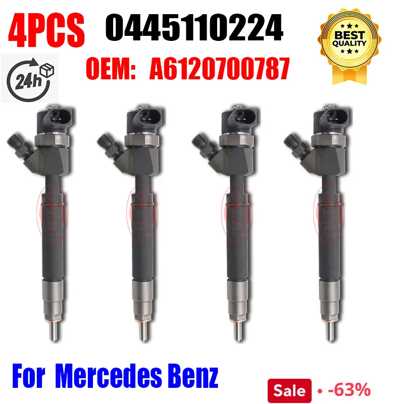 4PCS A6120700787 0445110224 High Quality 0 445 110 224 for Bosch Mercedes-Benz MB Diesel Common Rail Fuel Injector 04445110225