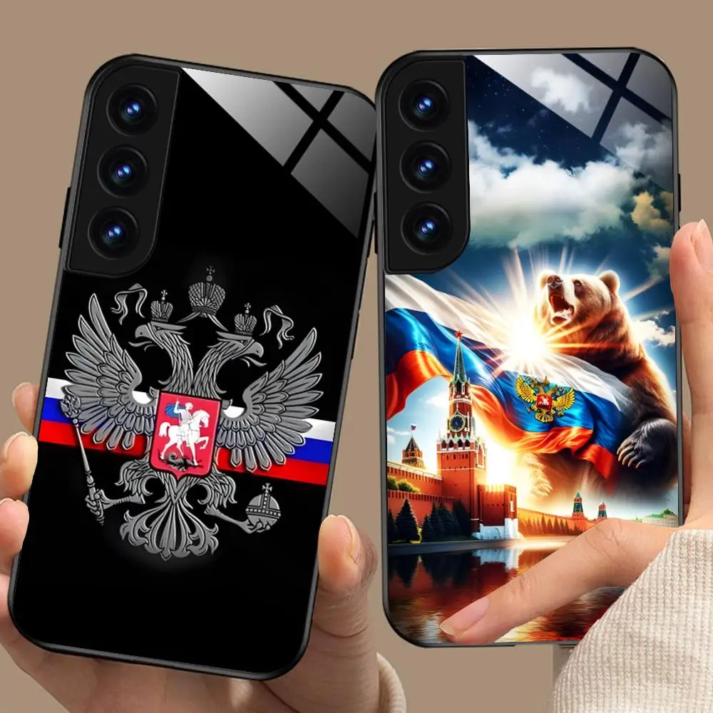 Russia Flag Mobile Cell Phone Case for Samsung Galaxy S26 S25 S24 S23 S22 S21 S20 Note20 Plus FE Ultra Glass Colorful Cover - view 2