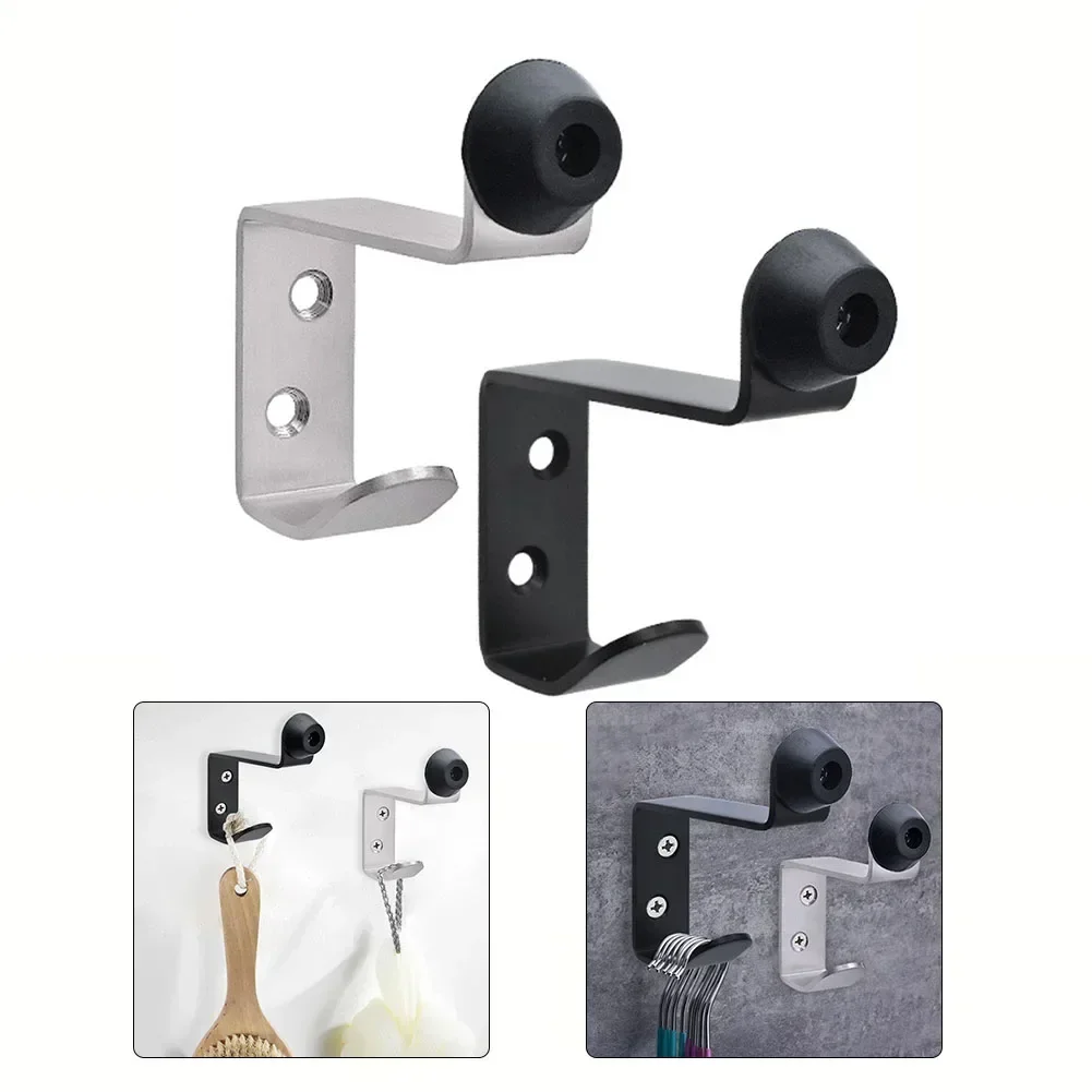 

Door Stopper With Wall Mount Hooks Holder Doorknob Rubber Bumper Damper Wall Protector Toilet Bathroom Door Hardware