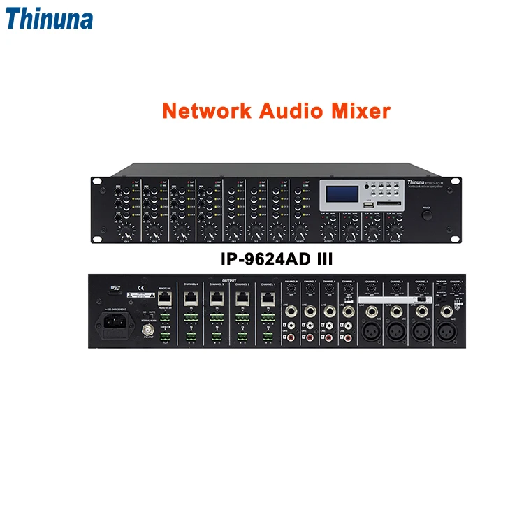 Thinuna IP-9624AD III โรงเรียน IP Network Broadcasting ระบบโรงพยาบาล IP Audio System 8 อินพุต 4 เอาต์พุต SIP Network Audio Mixer