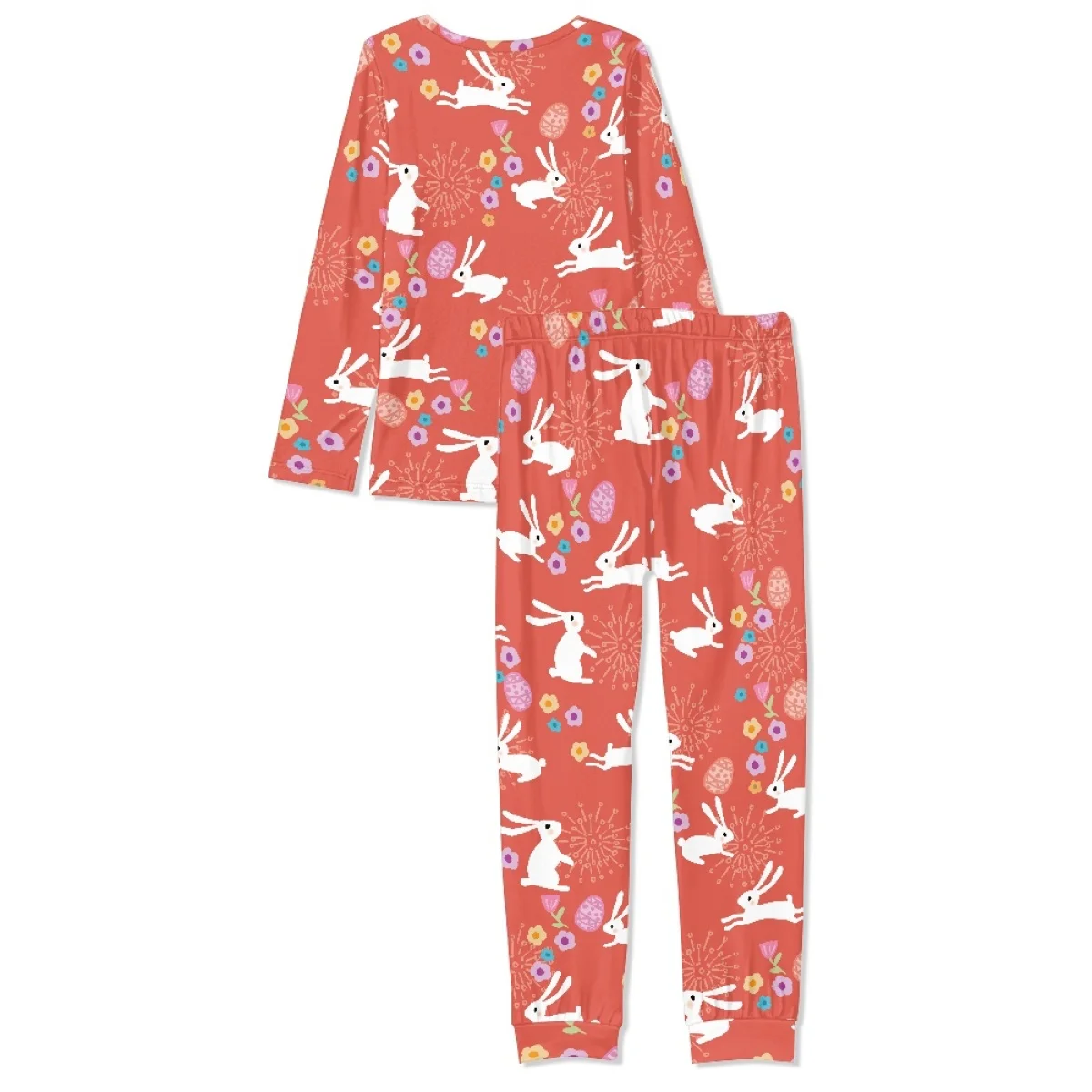 Noisydesigns Cute Rabbit Flowers Prints Womens Red Pajamas Sets Calca Feminina Long Shirt With Panty Girls Clothing 2024 Trendy