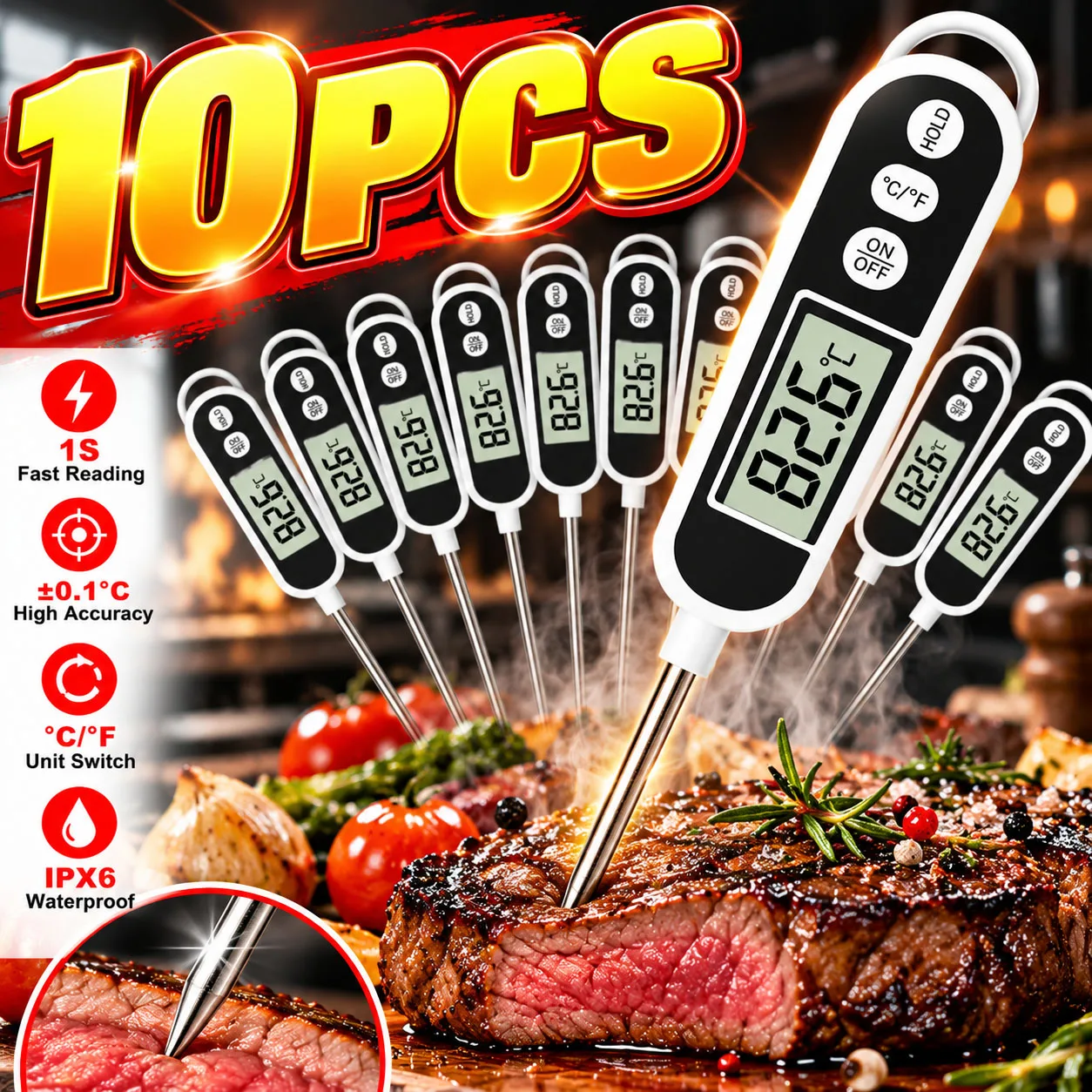 Probe Type Food Thermometer Kitchen Digital Thermometer For Meat Milk Cooking Food BBQ TP300 Electronic Temperature Gauge Tool