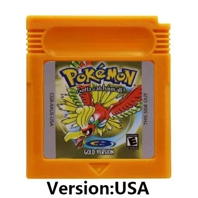 Pokemon Series Video Game Cartucho, GBC Game Console Card, Verde, Prata, Amarelo, Vermelho, Azul, Cristal de Ouro, Multi-Idioma, 16 Bit