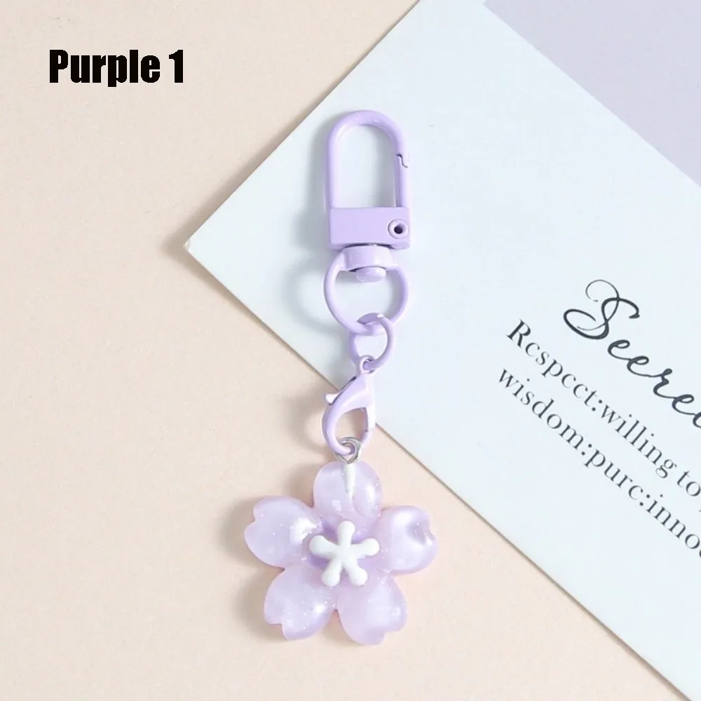 Cute Resin Cherry Blossom Keychain Colorful DIY Car Key Ring Floral Jewelry Accessories