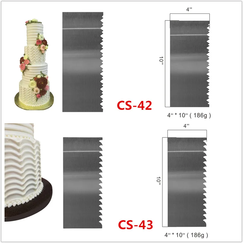 Stainless Steel Cake Scraper Double Sided Patterned Edge Pastry Comb Smoother Cake Decorating Tools for Mousse Butter Cream