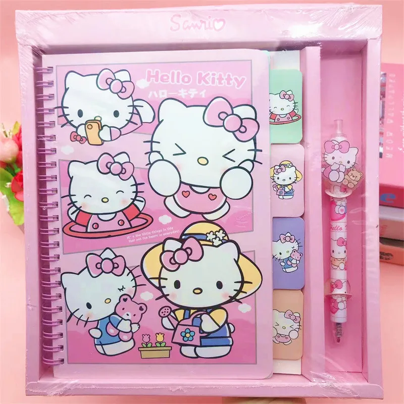 2024 New Sanrio Kuromi A5 Split Page Coil Book With Acrylic Neutral Pen Gift Box Cinnamonll Hand Ledger Wholesale