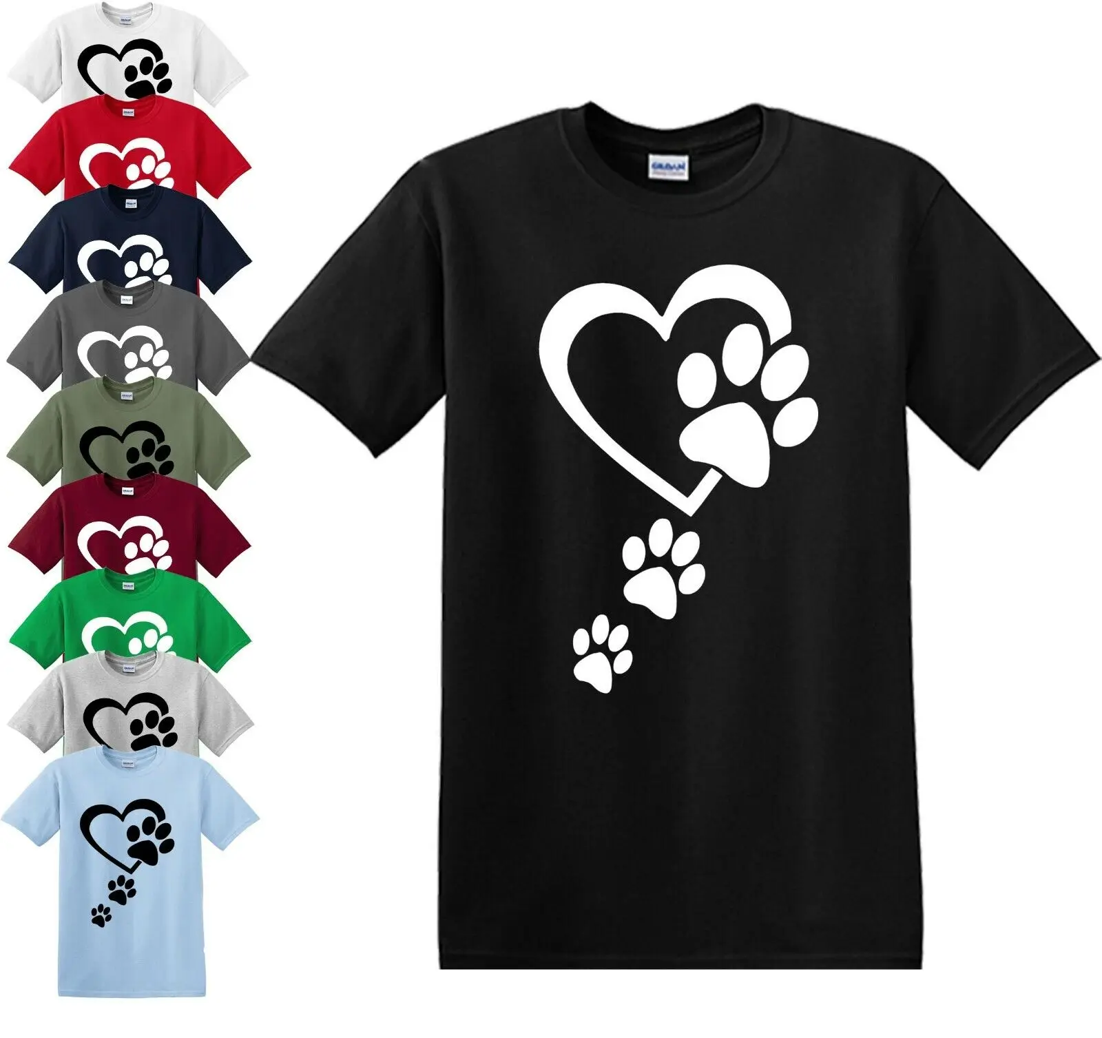 

PAW PRINT T-SHIRT FOOT PRINT Reg Cut Cat Dog Love Gift Funny T-shirts Xmas Top T