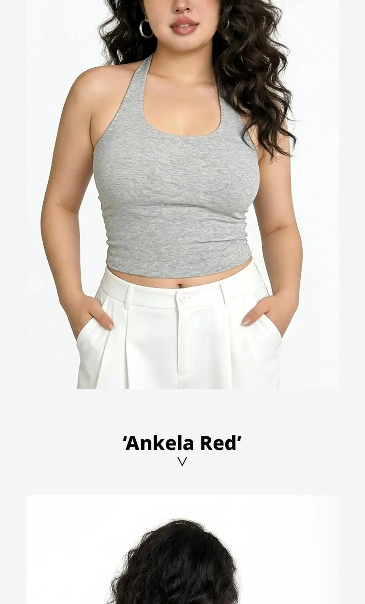 S-3XL Für 40-90kg Übergrößen Neckholder-Camisole-Top für Damen mit Brustpolster, schönem Rückendesign und festem Cup, Tanktops – Detail 15