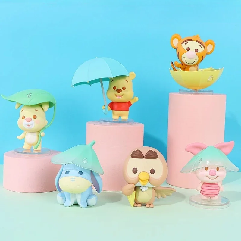 

Disney Cartoon Winnie The Pooh Bear Rainy Season Edward Tigger Owl Piglet Rabbit Eyeore Blind Box Toy Figure Collect Kids Gifts