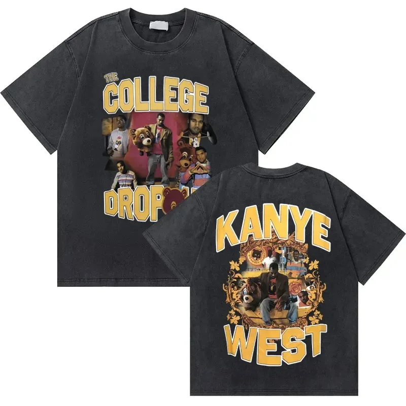 Rapper Kanye West Classic Graduation Bear Graphic Print T-shirt Men Women Streetwear Casual Oversized Cotton Top Summer New Tee