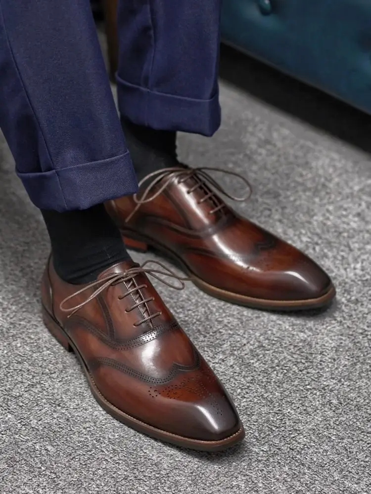 

2025 New Men's Leather Business Formal Work Professional Casual Handsome Wedding Groom High-end Shoes