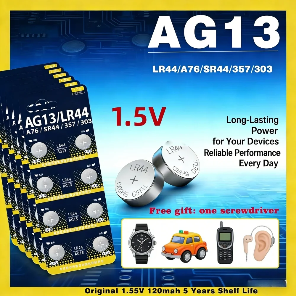 5-50PCS LR44 AG13 Button Cell Battery 1.5V 357 SR44 LR1154 Button Coin RW82 SR1154 SP76 Batteries for Watch Toys Remote