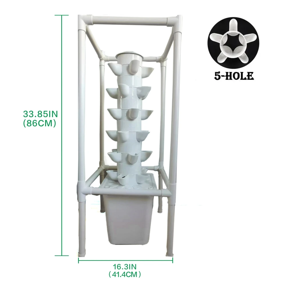 Hydroponics Growing System Kit with Grow Light, Indoor Vertical Tower Garden, 6 Layer, 30 Holes for Fruit Vegetables Herb