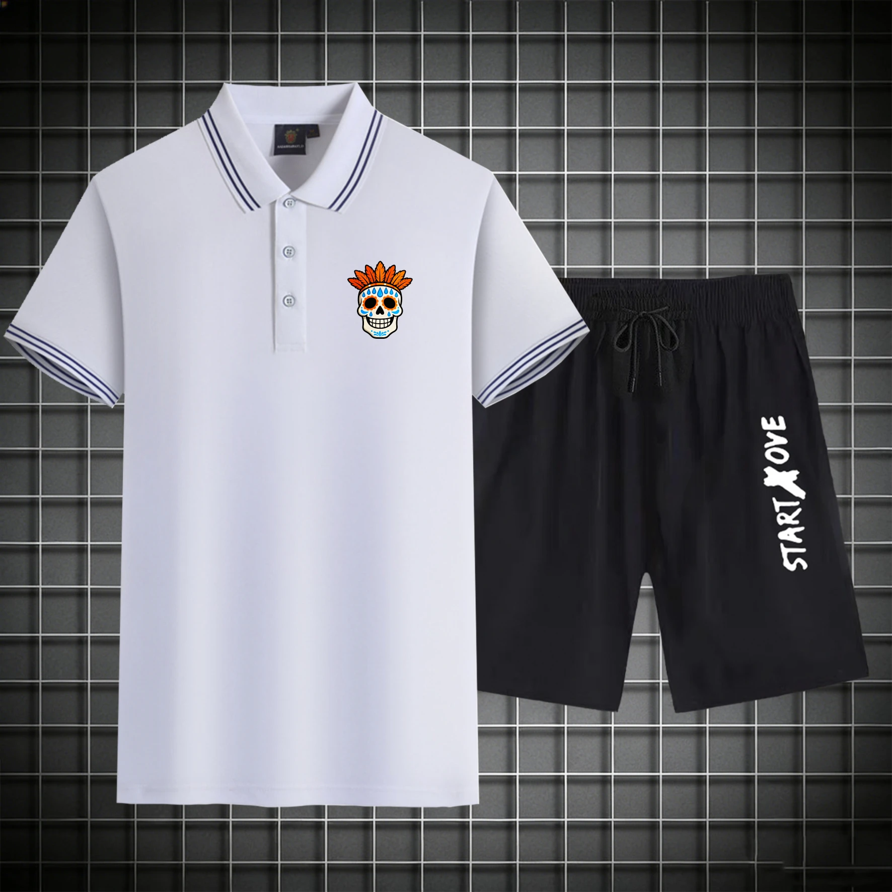 

men's Polos sets 2026 Summer Suit for man Graphic Short sleeve Printed Polyester sets for men clothing set drip clothing