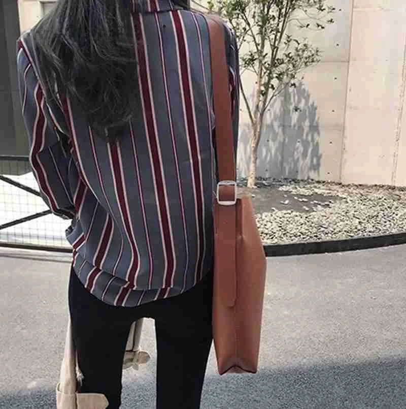 Women's Striped Long Sve irt Jaet Street Sle  Collar Button Closure Slim Fit Polyester Spring Summer Faion