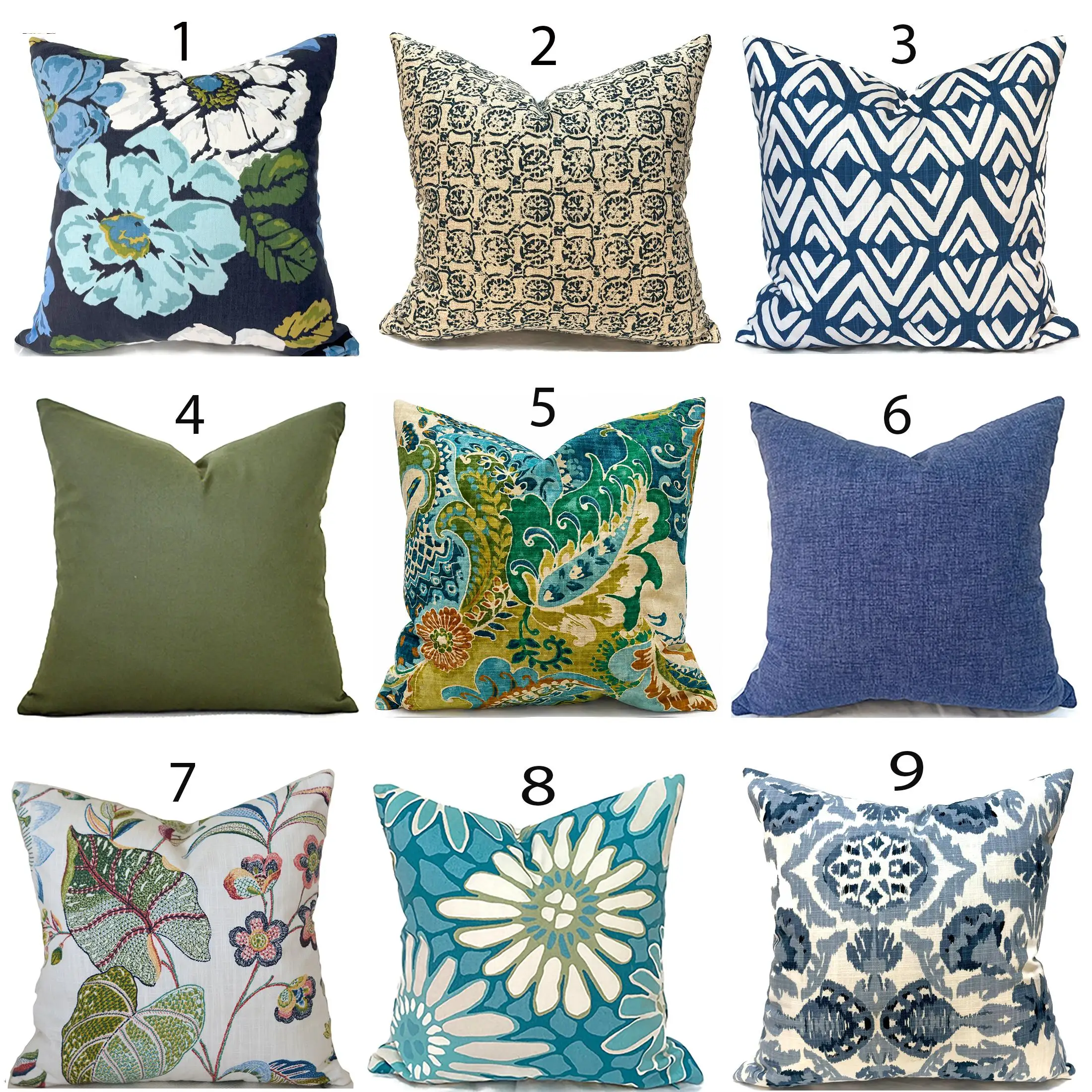 1pc Mix & Match Floral Geometric Farmhouse Throw Pillow Covers 2D Double-Side Print Polyester Cushion Case for Sofa Living Room