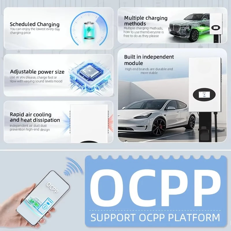 

New 7KW DC Fast Charging Station , IP54 Wall Mount, 5m Cable for Electric Vehicles, OCPP 1.6/2, 4.3-inch Color Touc