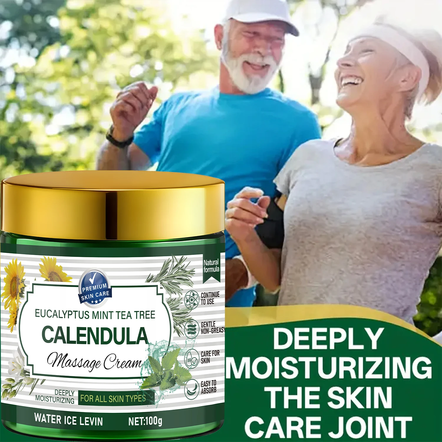 Eucalyptus Mint Tea Tree Calendula Massage Cream with Retinol & Niacinamide - Soothing Body Care