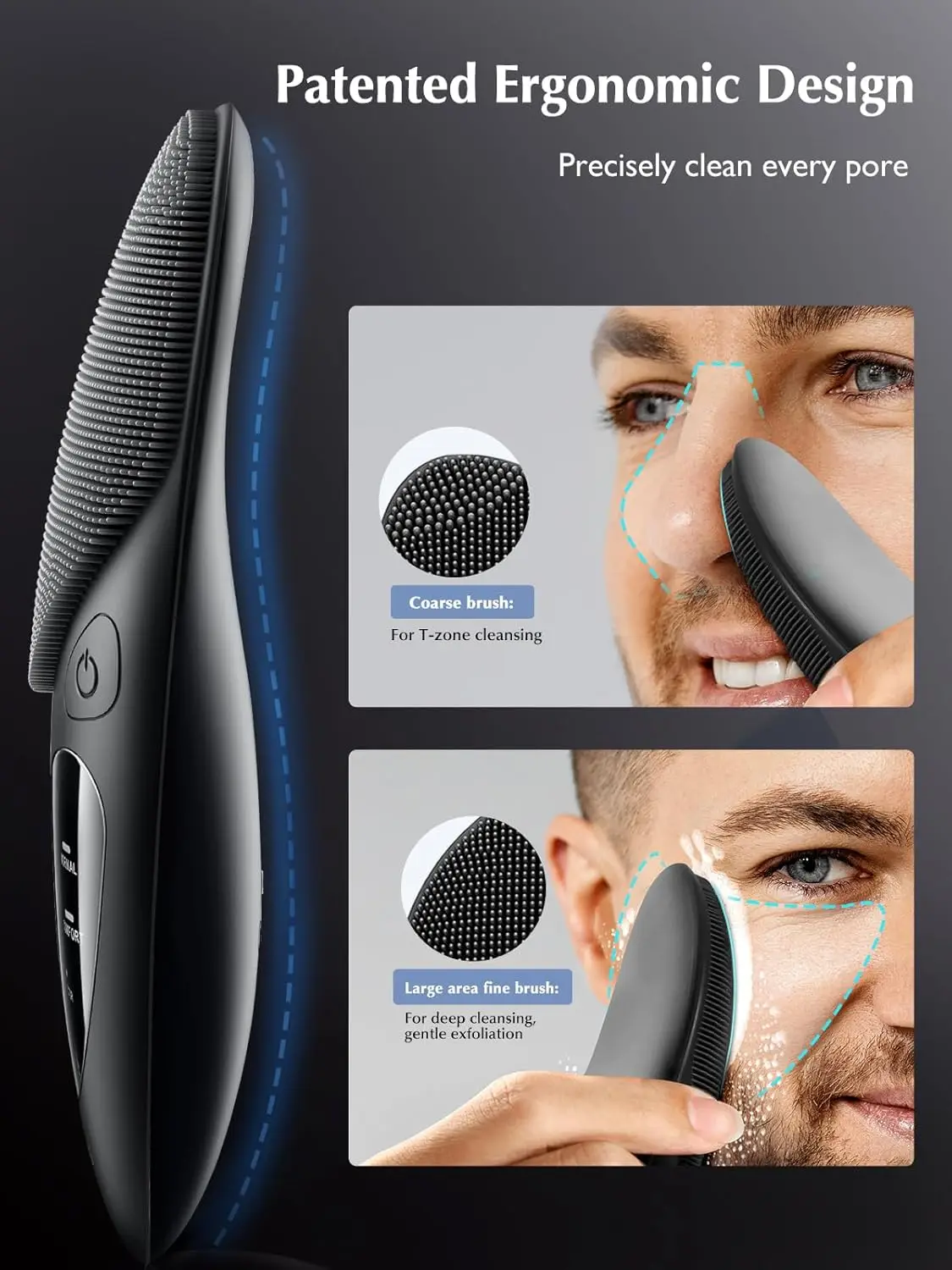 Face Scrubber Facial Cleansing Brush for Men Women Cleaning, Silicone Portable Waterproof Rechargeable, Exfoliating, Massaging