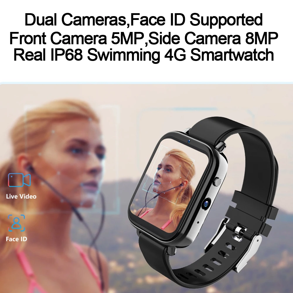 Dual System Smart Watch 4G Nano Sim Dual Camera 1000mAh Battery Ceramic Frame Swimming Waterproof Android 9.1 Sports Smartwatch