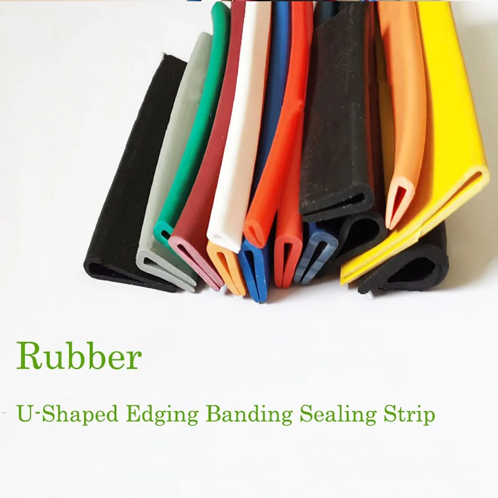 1/2/3/5 Meter Rubber Edging Sealing Strip Multi-Color U-Type With Clamping Groove 0.5mm-41.5mm For Protective Metal Panel Glass