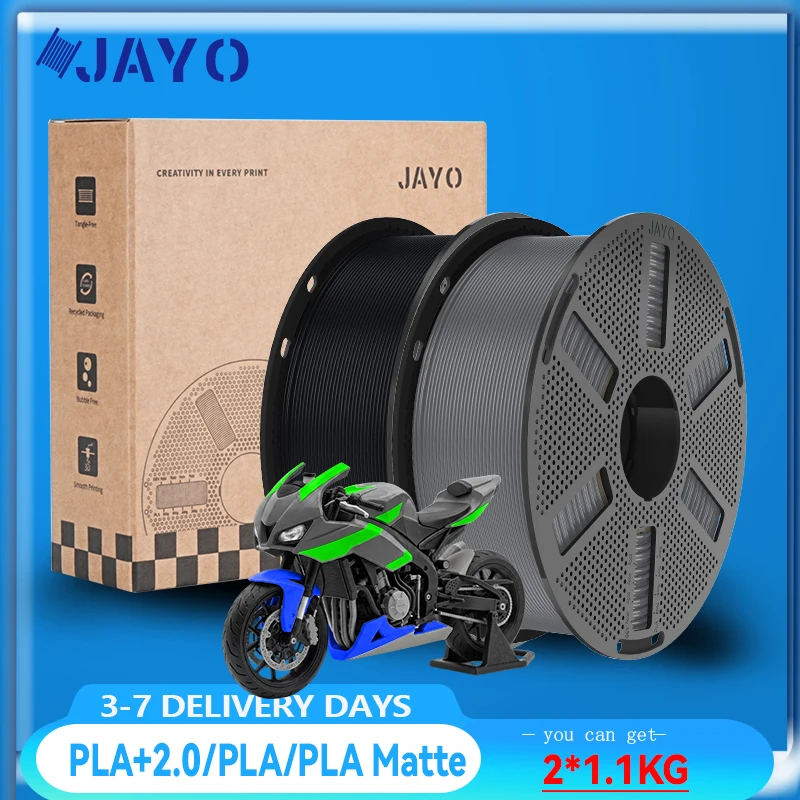 JAYO 2.2KG PLA +2.0/PLA/PLA Matte/HS PLA Matte Filament 1.75MM Neatly Wound Coloful 3D Printing Material for 3D Printer & Pen