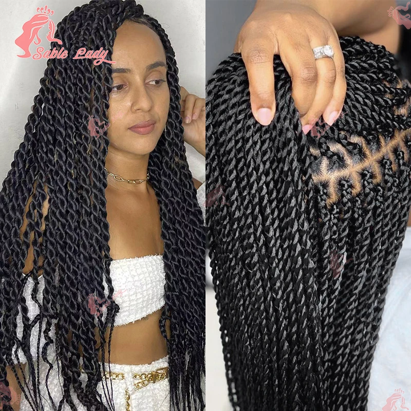 

Synthetic Box Twist Braided Wigs For Black Women Full Lace Wigs Cheap Twist Braids Wig Knotless Box Braiding Hair Twisted Braid