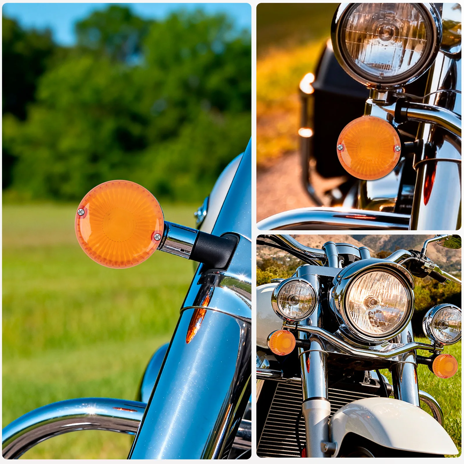 4/2Pcs Motorcycle Turn Signals Lens Cover Smoke/Clear/Amber For Yamaha V Star 650 1100 Vmax 1200 1700 Indicator Indicator Covers