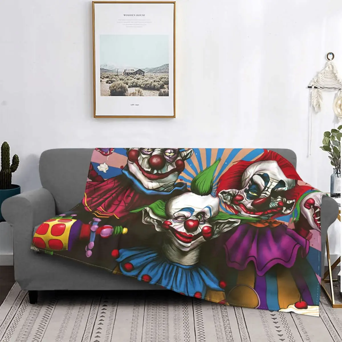 Fashion Killer Klowns From Outer Space Film Blanket Flannel Breathable Super Warm Throw Blankets For Office Plush Thin Quilt